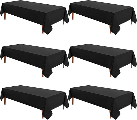 VidaFete Tablecloth 60 * 120nch 6pack Rectangle Table Cloth Polyester, Stain Wrinkle Resistant Dining Table Cover for Kitchen Dinning Party Wedding Rectangular Tabletop Buffet Decoration(Black)