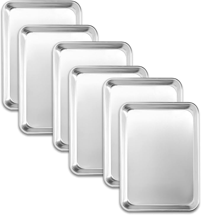 6 Pack Quarter Size 13" × 10" Baking Sheet Pan Aluminum Commercial cookie sheets for baking