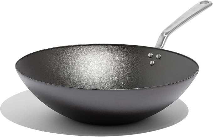 Made In Cookware - 13" Seasoned Carbon Steel Wok - (Like Cast Iron, but Better) - Professional Cookware - Crafted in Sweden - Induction Compatible
