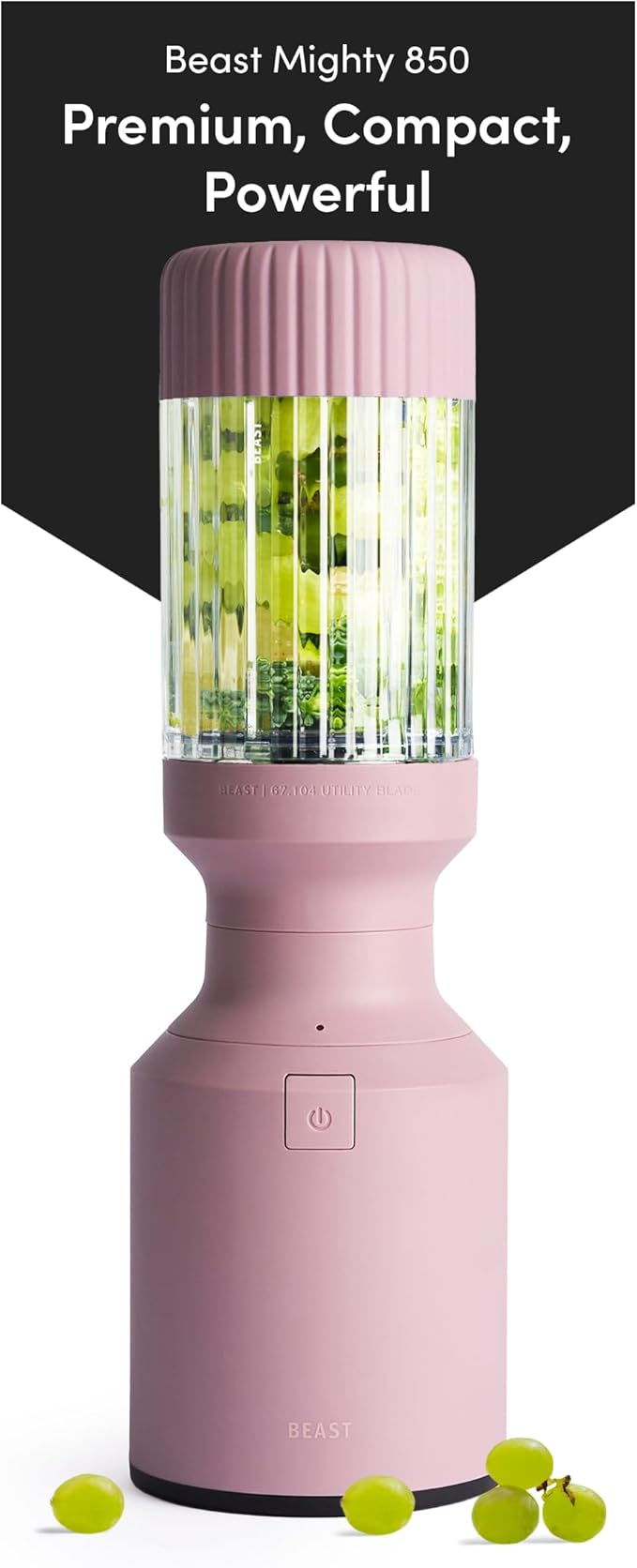 Beast Mighty 850 | Premium Compact Personal Blender | Smoothies, Shakes, Dressings, Sauces, Desserts, Dips | Blends Ice and Frozen Fruit | Includes Extra Lids and Straws | 850W (Lilac)