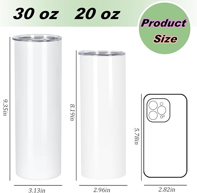 30 Oz Sublimation Tumblers Bulk (24 Pack) - Stainless Steel Double Wall Vacuum Insulated Cups With Straw, Individually Boxed