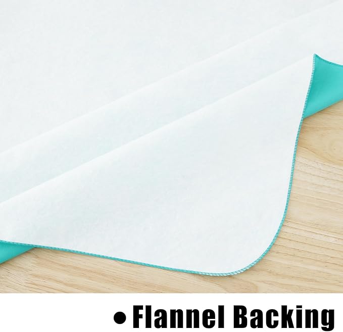 homing Round Vinyl Tablecloth, Waterproof Spillproof Plastic Flannel Backed Table Cloth, Wipe Clean Table Cover for Dining, Buffet Parties and Camping (Teal, 60")