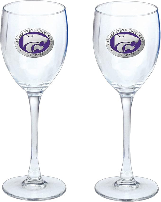 Heritage Pewter Kansas State Wildcats Glass Goblets – Set of 2 | 12 OZ Goblet Wine Glasses | Expertly Crafted Pewter Glass