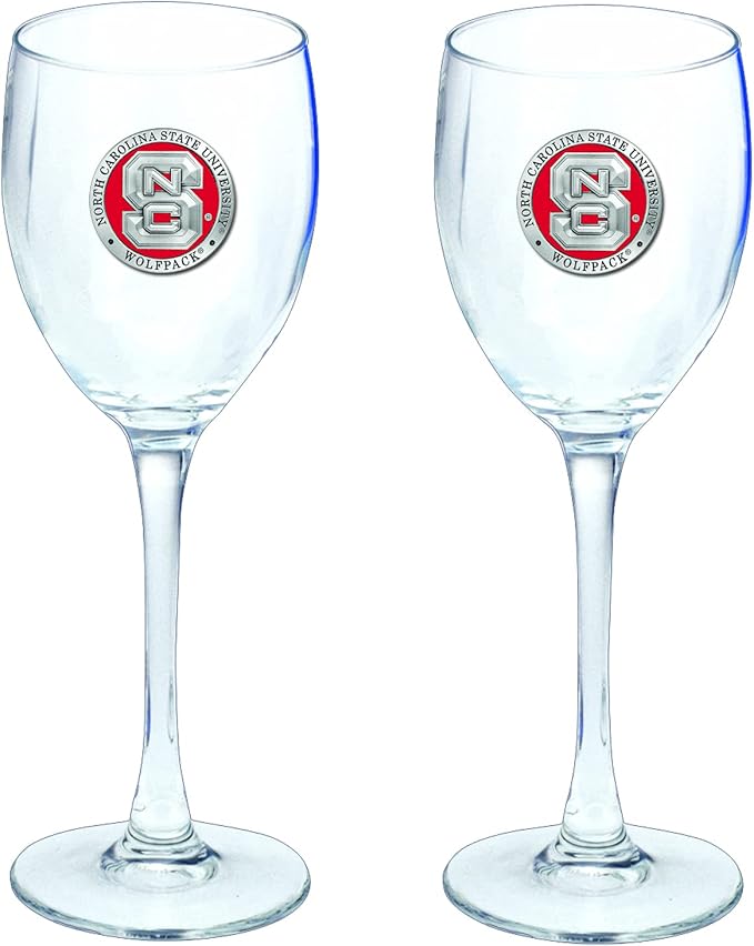 Heritage Pewter North Carolina State Wolfpack Glass Goblets – Set of 2 | 12 OZ Goblet Wine Glasses | Expertly Crafted Pewter Glass