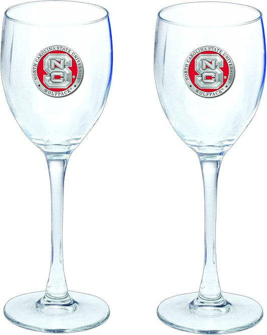 Heritage Pewter North Carolina State Wolfpack Glass Goblets – Set of 2 | 12 OZ Goblet Wine Glasses | Expertly Crafted Pewter Glass