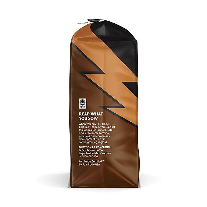 Death Wish Coffee, Medium Roast Ground Coffee, 6 pack