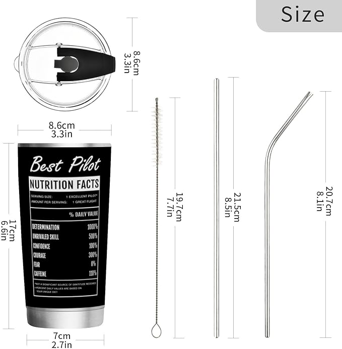 JUDIAN Aviation Gifts for Pilots - 20oz Tumbler Coffee Travel Mug From Daughter Son - Birthday Gift for Airplane Men