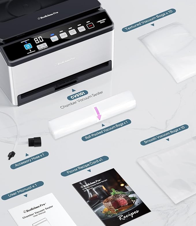 DualCore CVS101 Chamber Vacuum Sealer for Liquids & Sous Vide, 6L Dual Vacuum Zones & Extra-Wide Bag Clamp, 230W Dual-Core Dry Pump x4, Commercial-Grade Food Packaging Machine for Home Use