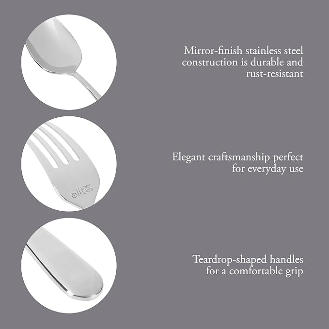 Gibson Elite 20 Piece Flatware Mirror Polish Silverware Set - Stainless Steel Utensils - Forks, Spoons, Knives