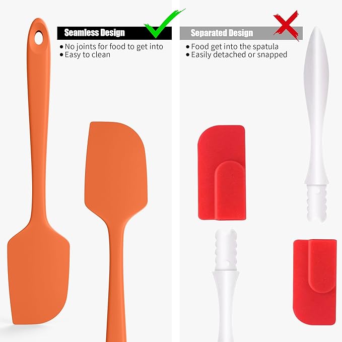 3-Piece Silicone Spatula Scrapers: Doosu 600°F Heat Resistant Food Grade Kitchen BPA Free Rubber Baking Cooking Tool Nonstick Utensil Set for Mixing, Scraping, Folding, Stirring, Serving (Multi-5)