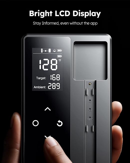 Smart Wireless Meat Thermometer with Ultra-Thin Probe, Digital Food Thermometer 0.5S Instant Read, 600FT Bluetooth Range Real-Time Monitoring & Smart Alerts for BBQ, Grill, Smoker, Oven, Air Fryer