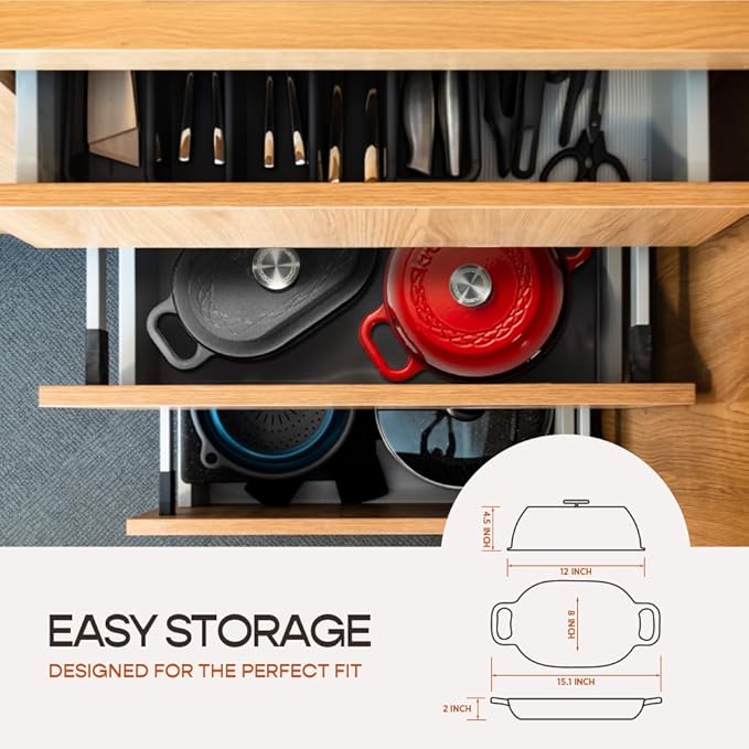 Enameled Cast Iron Dutch Oven for Professional Sourdough Bread Baking | 5.5 Quart Loaf Size Oval Cookware Pot with Lid | Triple-Layer Enamel Coating Pan with Non Stick Silicone Mat | Black