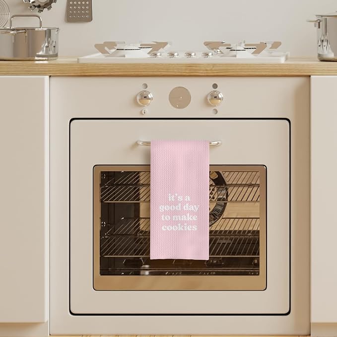 Baking & Cooking Towels, Tea Towels for Bakers & Cooks, Gifts for Cookie Lovers, 16x24 Pink