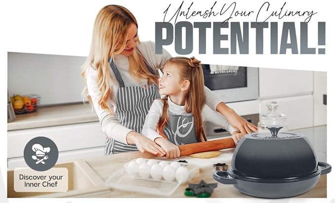 Enameled Cast Iron Dutch Oven Pot with Lid - Dutch Oven for Sourdough Bread Baking - With 5 Blade Bread Lame & Non-Stick Silicone Sling perfect for Sourdough Breads & more. Cast Iton Enamel Braiser Pan with Lid (GREY, 6 Quart Sourdough Pot)