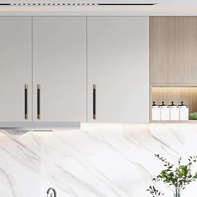 10 Pack 6-1/4 inch(160mm) Black and Antique Brass Kitchen Cabinet Handles Knurled Cabinet Pulls Black Drawer Pulls