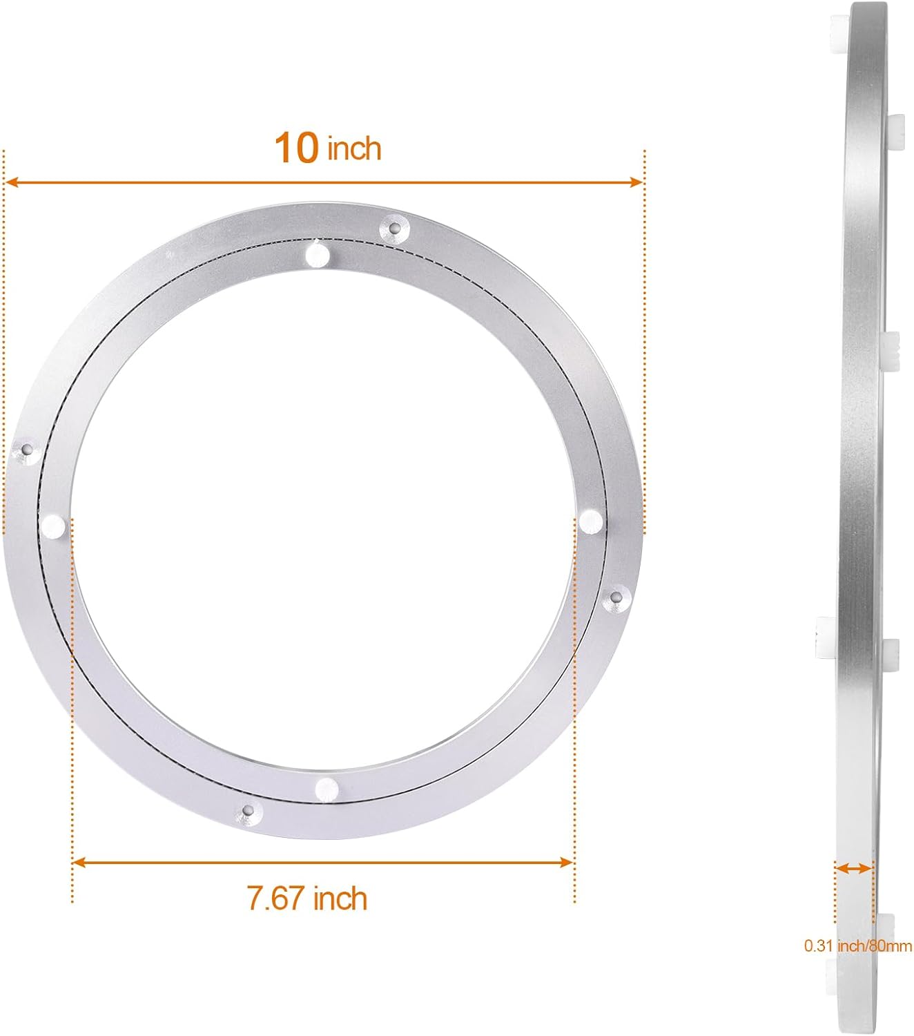 Lazy Susan Turntable Bearings Swivel Plate Hardware Aluminum Metal for Dining-Table and Workbench (10 Inchs) … …