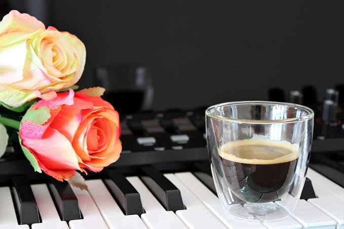 Gmark Espresso Cups Shot Glass 2.7- Ounce Coffee Set of 4 - Lightweight Double Wall Thermo Insulated GM2028