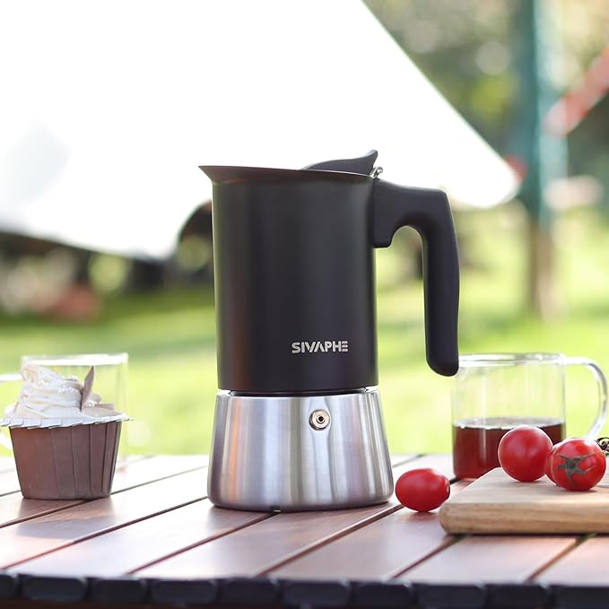 Sivaphe Stainless Steel Stovetop Espresso Brewer 6 Cup Induction Mocha Pot Cuban Coffee Maker Italian 10 fl.oz máquina de café expreso