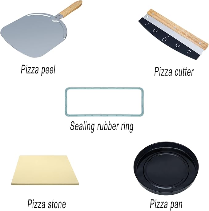 Electric Pizza Oven Indoor 1700W Countertop Pizza Maker Fast Heating up to 850°F Touchscreen 6 Preset Modes Adjustable Timer & Temp Knobs Used for Commercial & Home Kitchen in Black