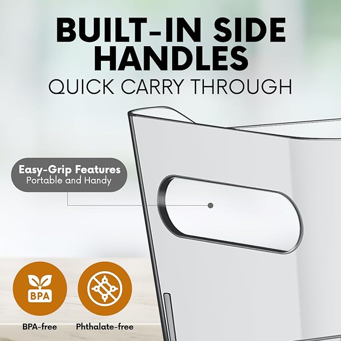 Clear Plastic Storage Bins, Perfect for Kitchen Organization or Pantry Organization and Storage, X-Large Fridge Organizer Plastic Bins, Pantry Organization and Storage Bins, Cabinet Organizers