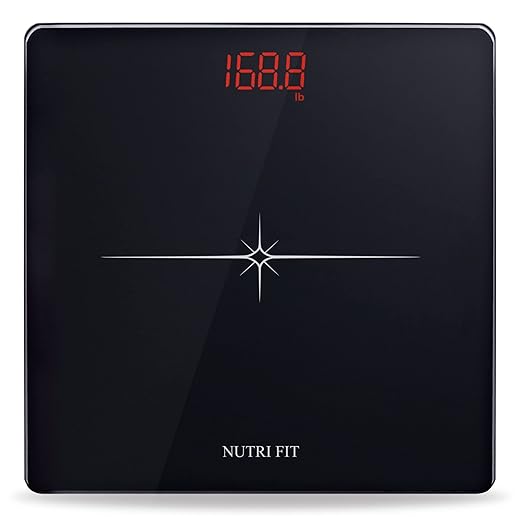 NUTRI FIT Digital Scale for Body Weight, Precision Bathroom Weighing Scale Step-On Technology High Capacity - 330 lb, LED Display with High Precision Measurements, Black