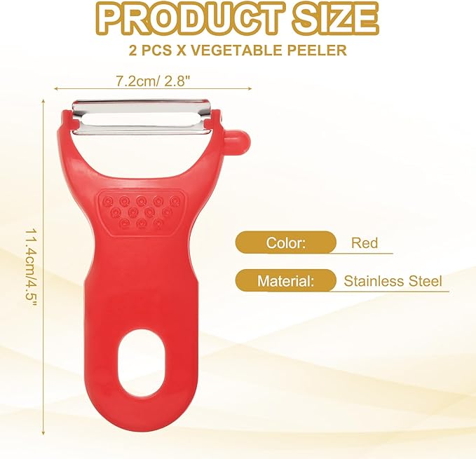 uxcell 2pcs Vegetable Peeler Set, 4.5 Inch Stainless Steel Potato Peeler for Apple Fruits Red