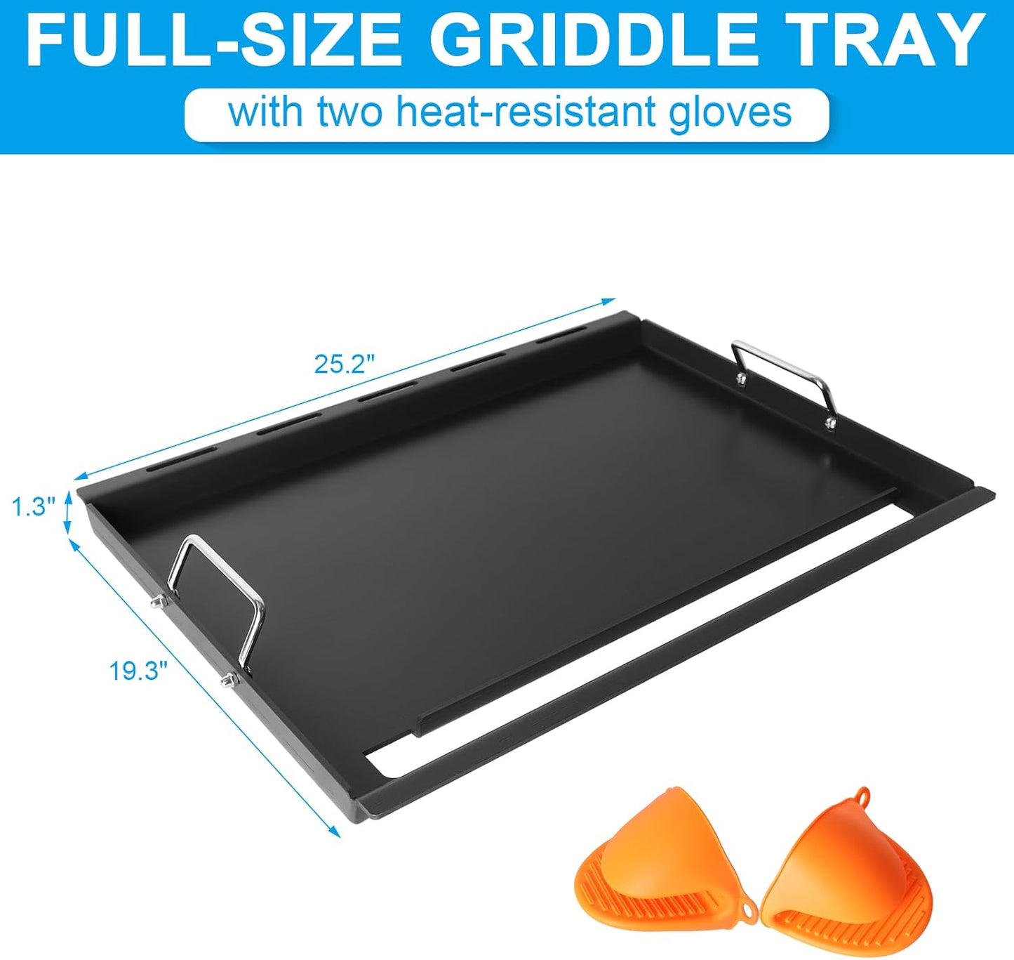 Full-Size Griddle Inserts for Weber Genesis 300 Series Gas Grills, Flat Top Griddle Replacement Parts for Weber Genesis E-310 S-310 E-320 S-320 E-330 S-330 EP-310 EP-320 EP-330 Gas Grills 7524