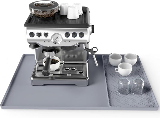 Silicone Coffee mat 24''x16'' – Non-Slip Bar Mat with Detachable Drying Layer for Espresso Machines, Countertops & Dish Racks