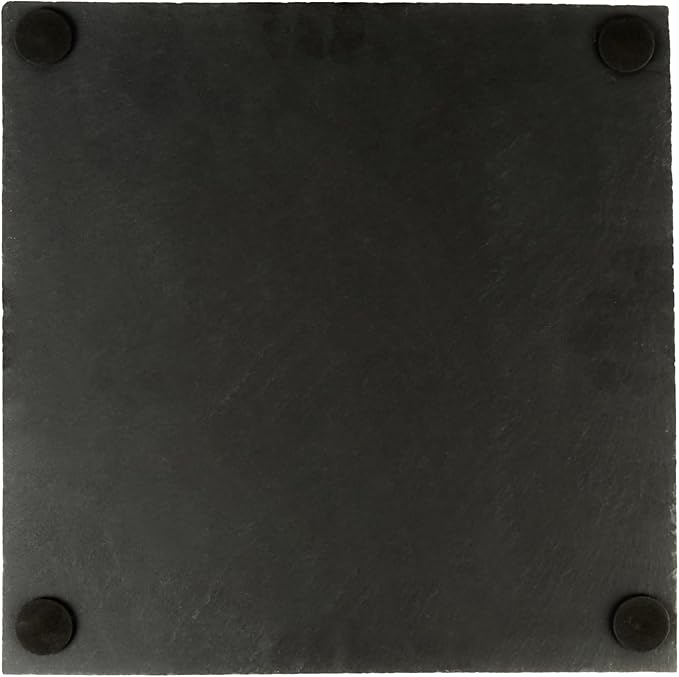 Restaurantware Slate Serving Trays 4 Pack of 12 x 12" Foam Feet Charcuterie Stone Plates Rustic Edges Freezable Black Square Serving Display Cheese Boards for Kitchen, Gourmet, Dining, Parties