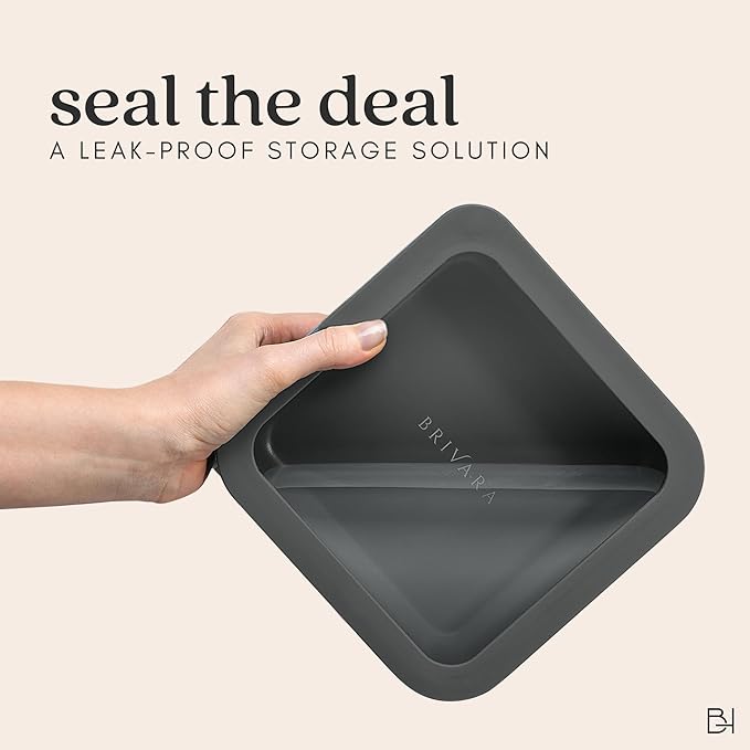 Ceramic Coated Glass Food Storage Container | No PTFE, PFOA, PFAS, and BPA | Reusable Non Toxic Meal Prep Container with Glass Lid | Easy To Store | 6 Cup Rectangle [Onyx]