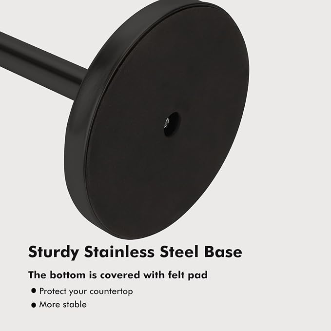 Paper Towel Holder Countertop, Standing Paper Towel Roll Holder for Kitchen Bathroom, with Weighted Base for One-Handed Operation (Black)