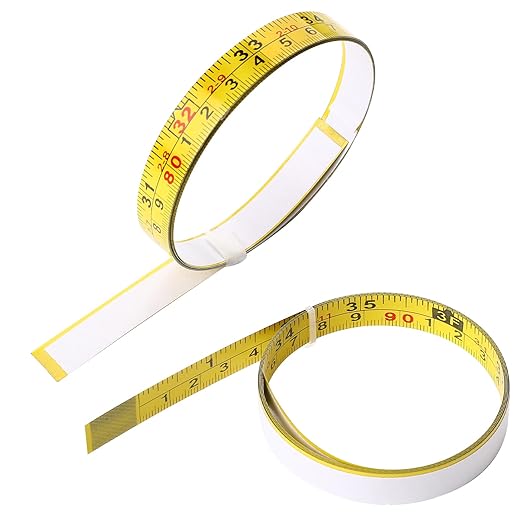 39 Inch Measure Tape with Adhesive Backing, 2 Pack Left to Right Metal Measuring Tape Sticky Measure Tape Double Scale Sticky Tape Measure Workbench Ruler for Woodworking,Saw,Drafting Table (Yellow)