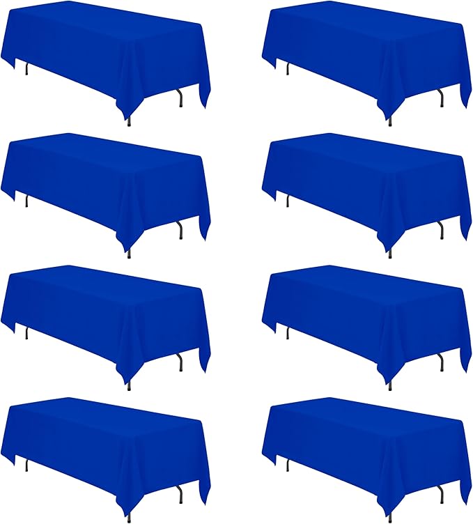 BRILLMAX 8 Pack Royal Blue Tablecloths 70 x 120 Inch for 6ft or 8ft Rectangle Tables - Rectangular Bulk Linen Polyester Fabric Washable Cloth Cover for Wedding Reception Banquet Birthday Party