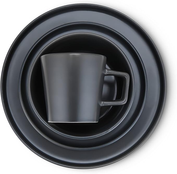 Stone Lain 32 Piece Stoneware Dinnerware Set, Service for 8, Gray Matte