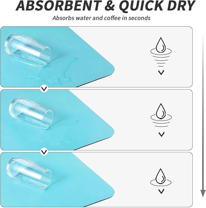 Coffee Mat - Absorbent Hide Stain Rubber Backed Dish Drying Mat for Kitchen Counter - Bar Mats for Countertops Accessories Fit Under Coffee Maker Espresso Machine