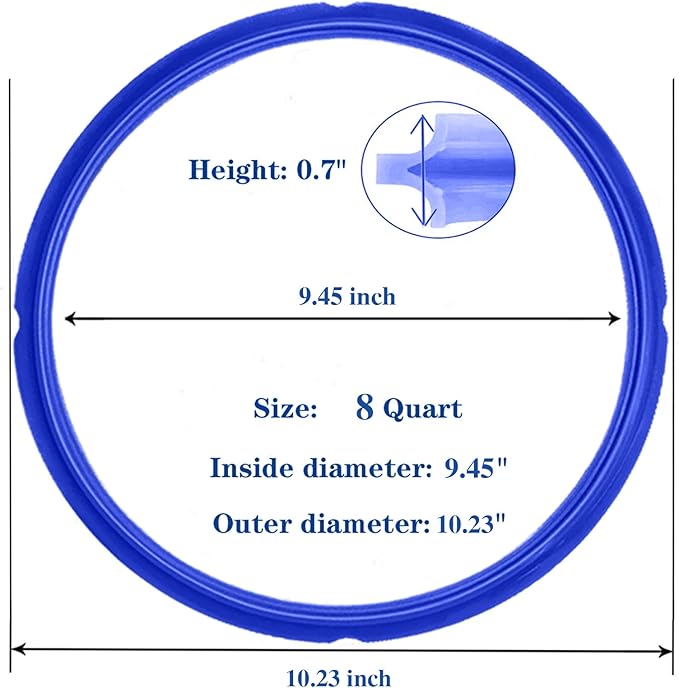3 Pack Sealing Ring 8 Qt for Instant Pot Sealing Rings for 8Qt Insta Pot, With 3 Float Valve Caps, Food grade Silicone Instantpot 8Qt Sealing Ring, for Instant Pot 8 Qt, Red, Clear and Blue