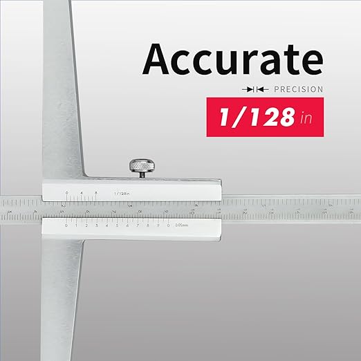 0-300 mm/12 inch Extended Base Depth Caliper Stainless Steel Precision Measuring Tool Dual Scale for deep Holes, Grooves, Machining DRINYOUNG (Depth Calipers 300 Long (Bridge Length 200)