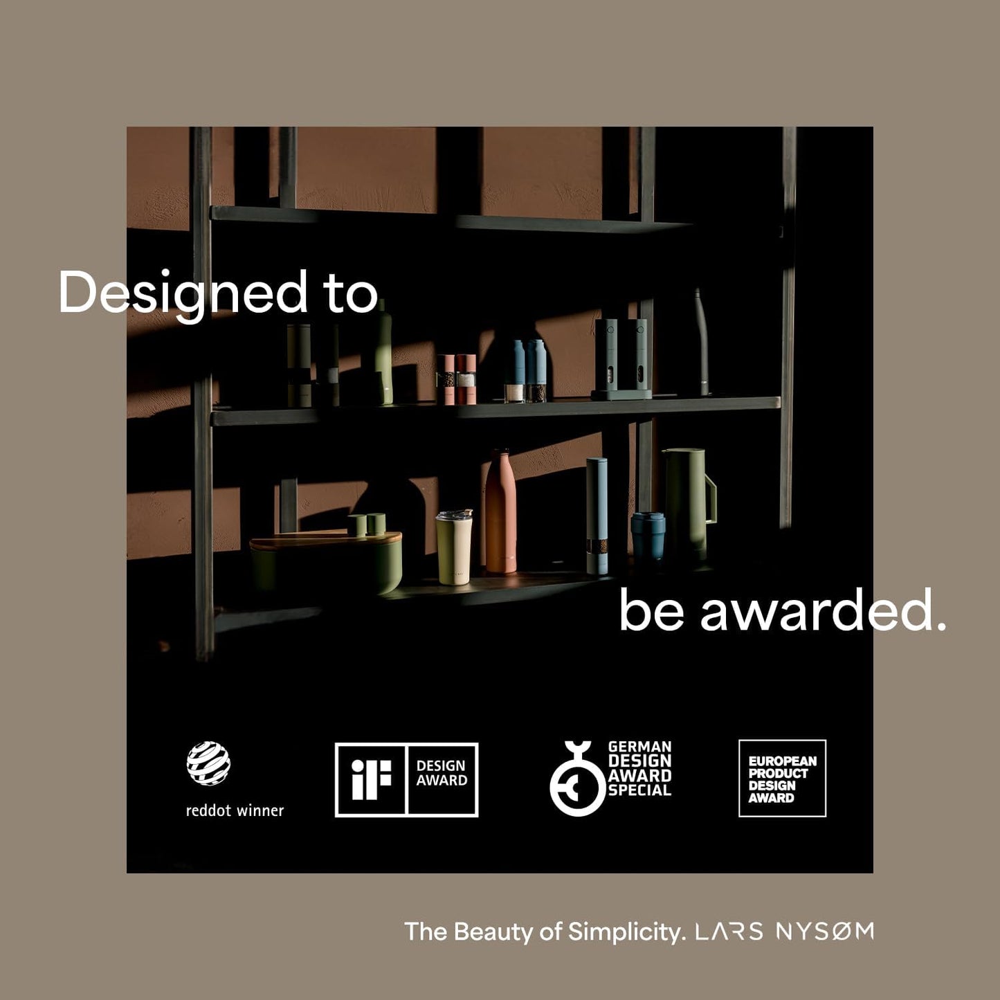 LARS NYSØM Salt and Pepper Grinder Set Manual, Stainless Steel Salt and Pepper Mills with Adjustable Ceramic Grinder I Design Spice Shakers (Brown/Beige)