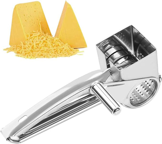 Cheese Grater, Stainless Steel Rotary Cheese Graters Shredder Handheld, Kitchen Grater for Cheese Ginger Vegetables