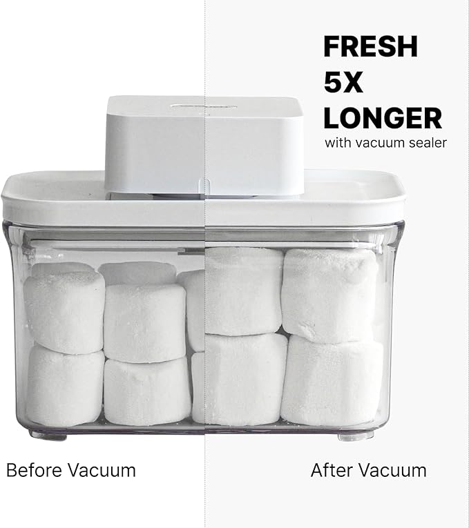 Premium Airtight Food Storage Containers Mega 8P/Set. Total 46.11cup, 7pcs Container and Vacuum Sealer. Smart One-Click Seal Lid, Patented Double Silicone Lining, 100% Leak Proof, BPA-FREE