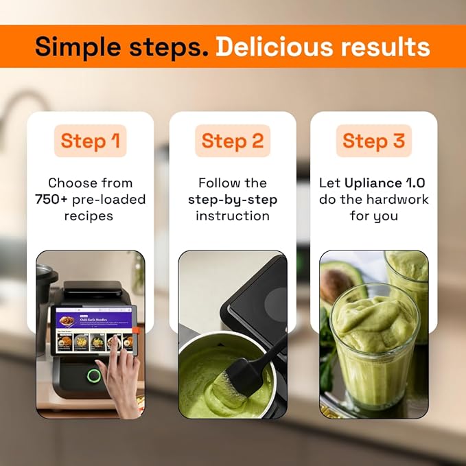 upliance Smart Cooking Companion | Cooks 750+ Recipes: Pav Bhaji, Pasta, Soup, Kadhai Paneer & More | 10 Preparation Modes | AI-Powered | Built-In Weighing Scale | Phone App | WiFi