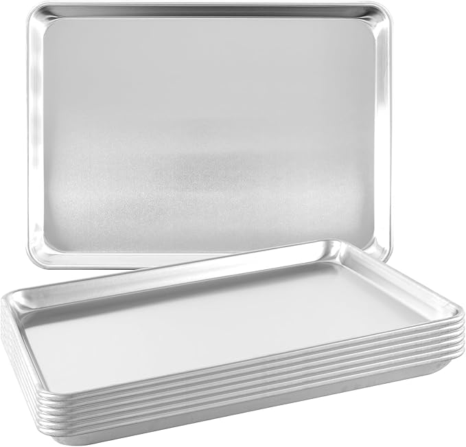 TENUP 6 Pack Aluminum Half Sheet Pan, 18" x 13" Heavy Duty Commercial Baking Tray Reinforced Rim, Warp-Resistant Rust-Free