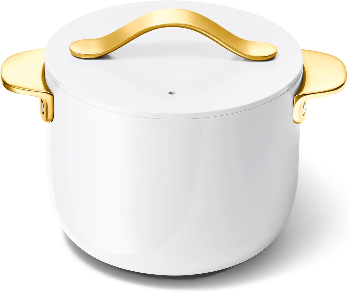 Caraway Petite Cooker - 2 Qt Ceramic Coated Pot - Free From Forever Chemicals - Perfect for Rice, Grains, or Sauces - White