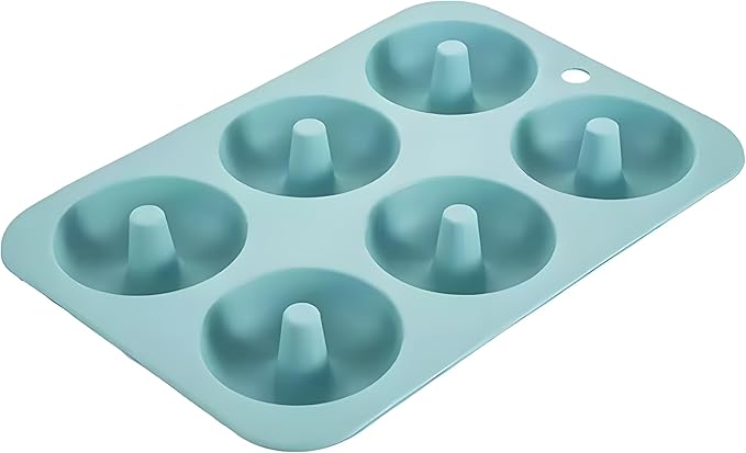 Thickened Silicone Bundt Cake Pan and Moldes Para Gelatinas, Heavy Duty Cake Mold for Baking, BPA Free, Mint Green (Donut 6-Cups / 1Pcs)