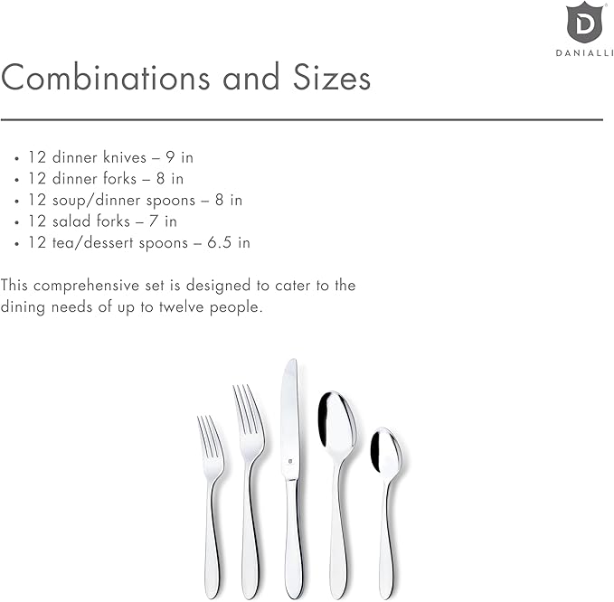 Modern Silverware Set, 18/10 Stainless Steel Flatware, Mirror Finish, Dishwasher Safe, Elegant Cutlery for Home and Dining, Built to Last (60-Piece, Razzoli)