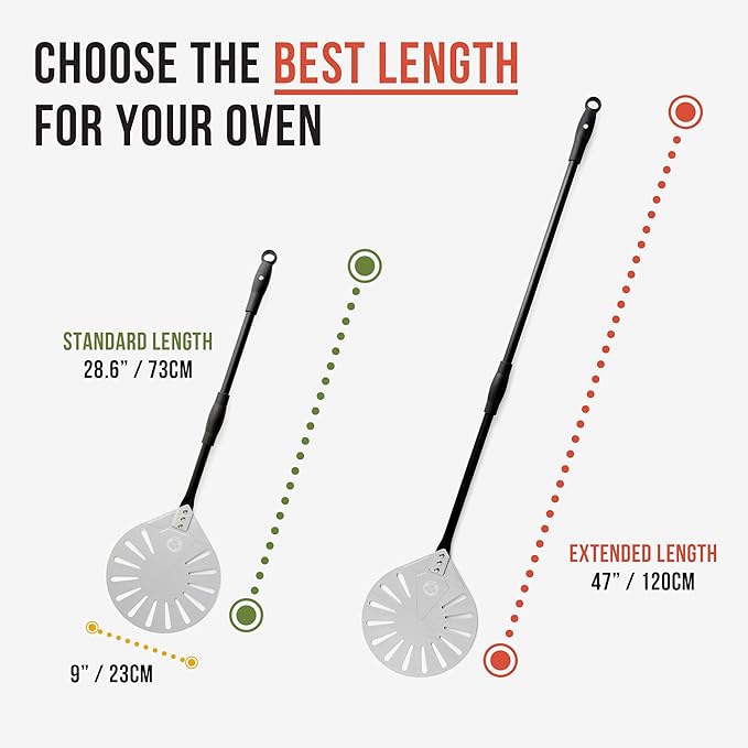 Chef Pomodoro Supreme Aluminum 9-Inch Turning Pizza Peel with Detachable Metal Handle for Easy Storage, 47-Inch Long, Gourmet Luxury Pizza Paddle for Baking Homemade Pizza Bread