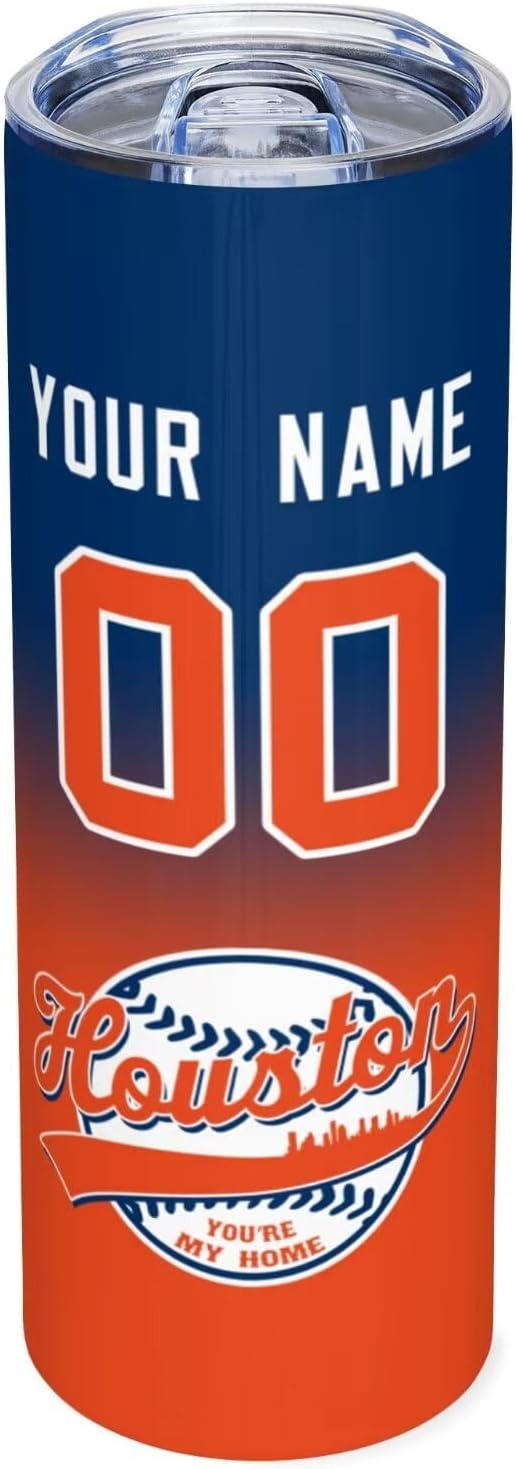 Custom Tumbler Stainless Steel Cup Personalized Baseball Vacuum Insulation Travel Mug Add Your Name Number Fans Gift for Baseball Fans