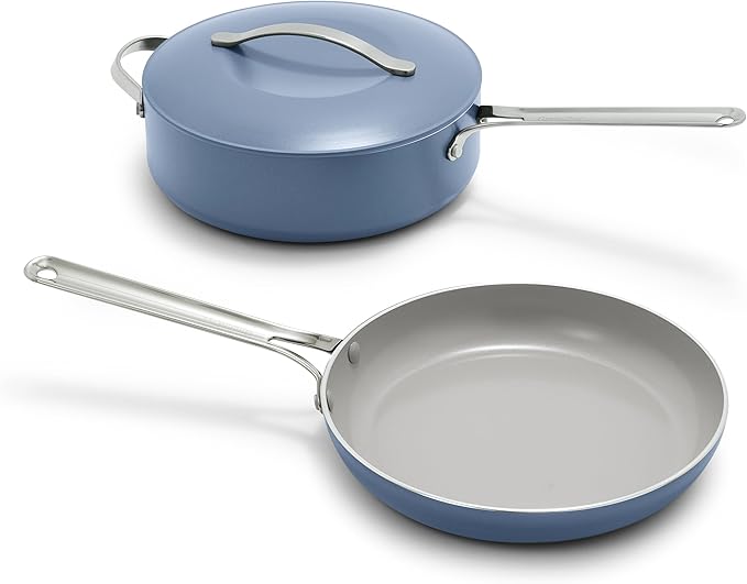 GreenPan Nova 10” Frying Pan Skillet and 4.37QT Sauté Pan with Lid, Oprah’s Favorite Things 2024, PFAS-Free Ceramic Nonstick, Induction Suitable, Sear, Fry, Broil, Dishwasher & Oven Safe, Ocean Blue