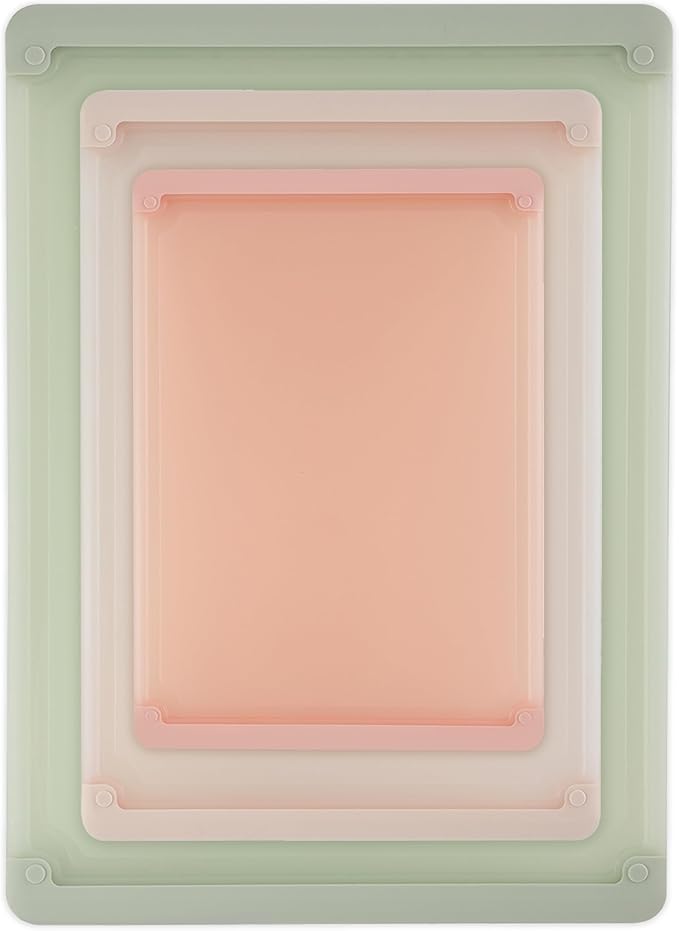 COOK WITH COLOR Extra Large Cutting Board Set, Jumbo-Sized Boards with Rubber Border for Enhanced Cooking Experience, 3-Piece, Sage Pink