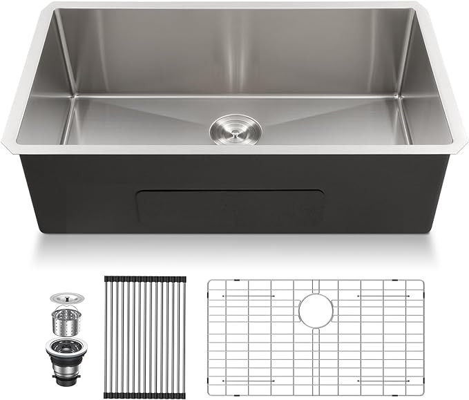 Lordear 36 inch Undermount Kitchen Sink 16 Gauge Large Stainless Steel Single Bowl Under Counter Kitchen Sinks Deep Basin 36x19x10 Inch Handmade